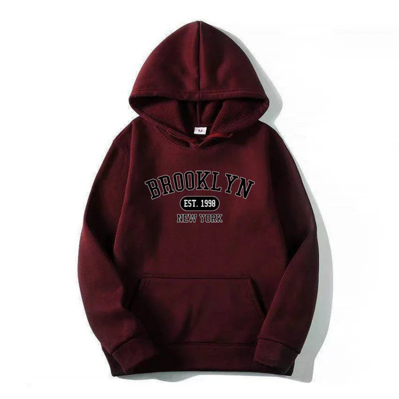 Brooklyn Est.1998 New York Letter Print Hoodies Man Women Casual Fall and winter hoodies Breathable Fashion Tops sell like hot